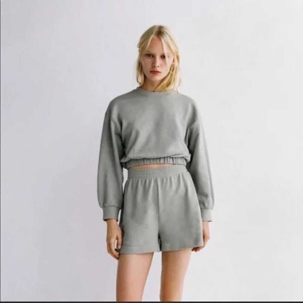 Zara Plush Sweatshirt and Shorts Set